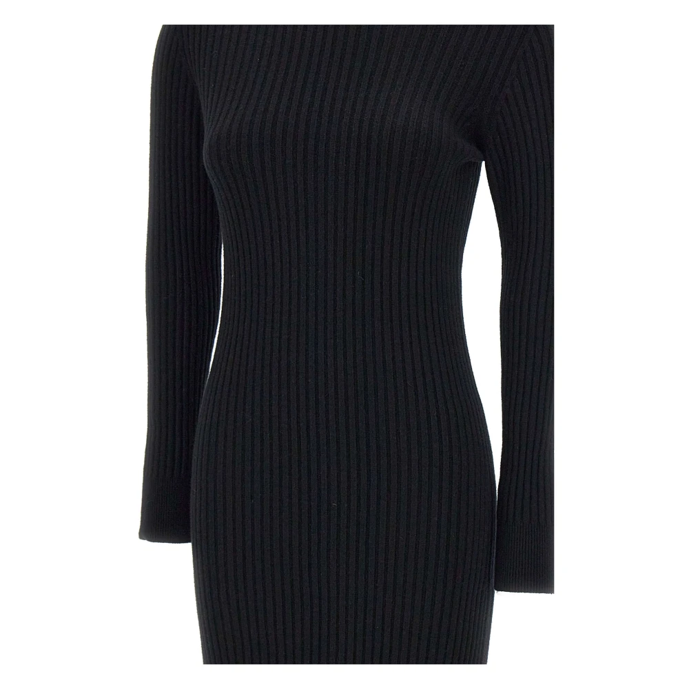 Kaos Zwarte Gebreide Jurk met Uitsnijddetail Black Dames