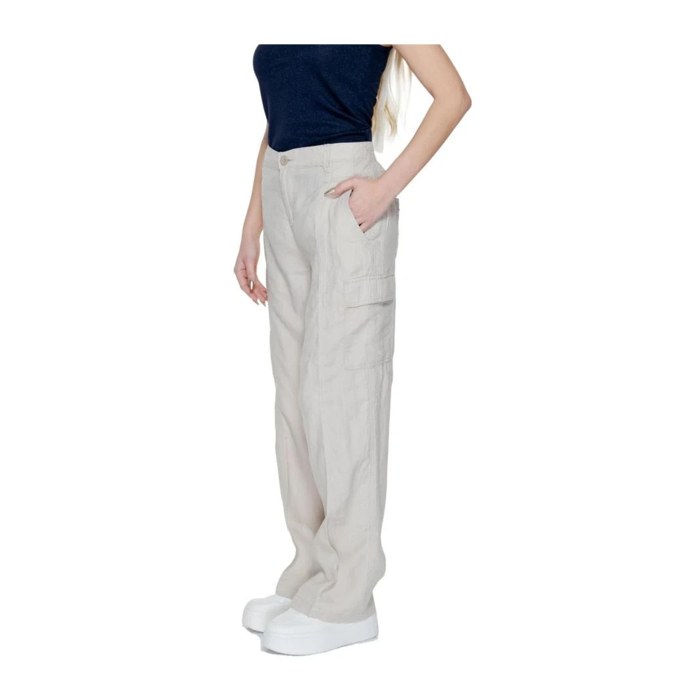 Street One Beige Linnen Bootcut Broek Collectie Beige Dames