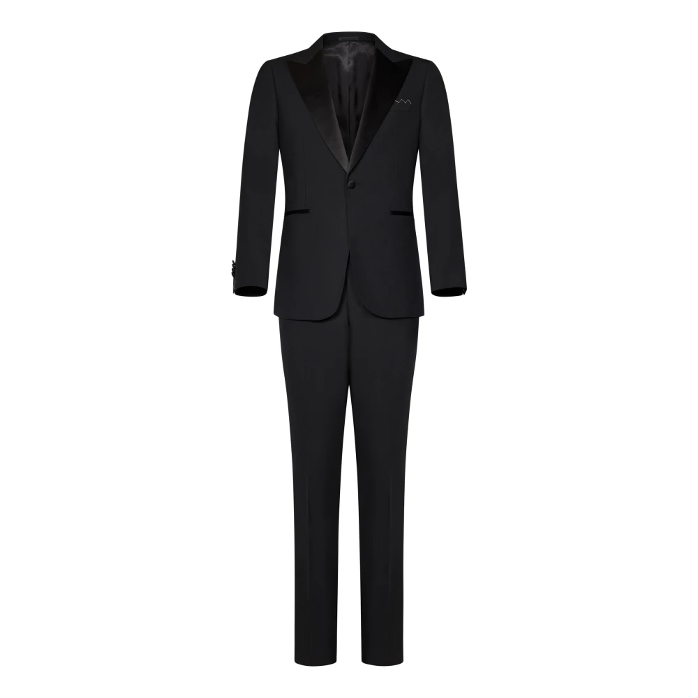 Low Brand Zwart Tuxedo Pak met Satijnen Details Blue Heren