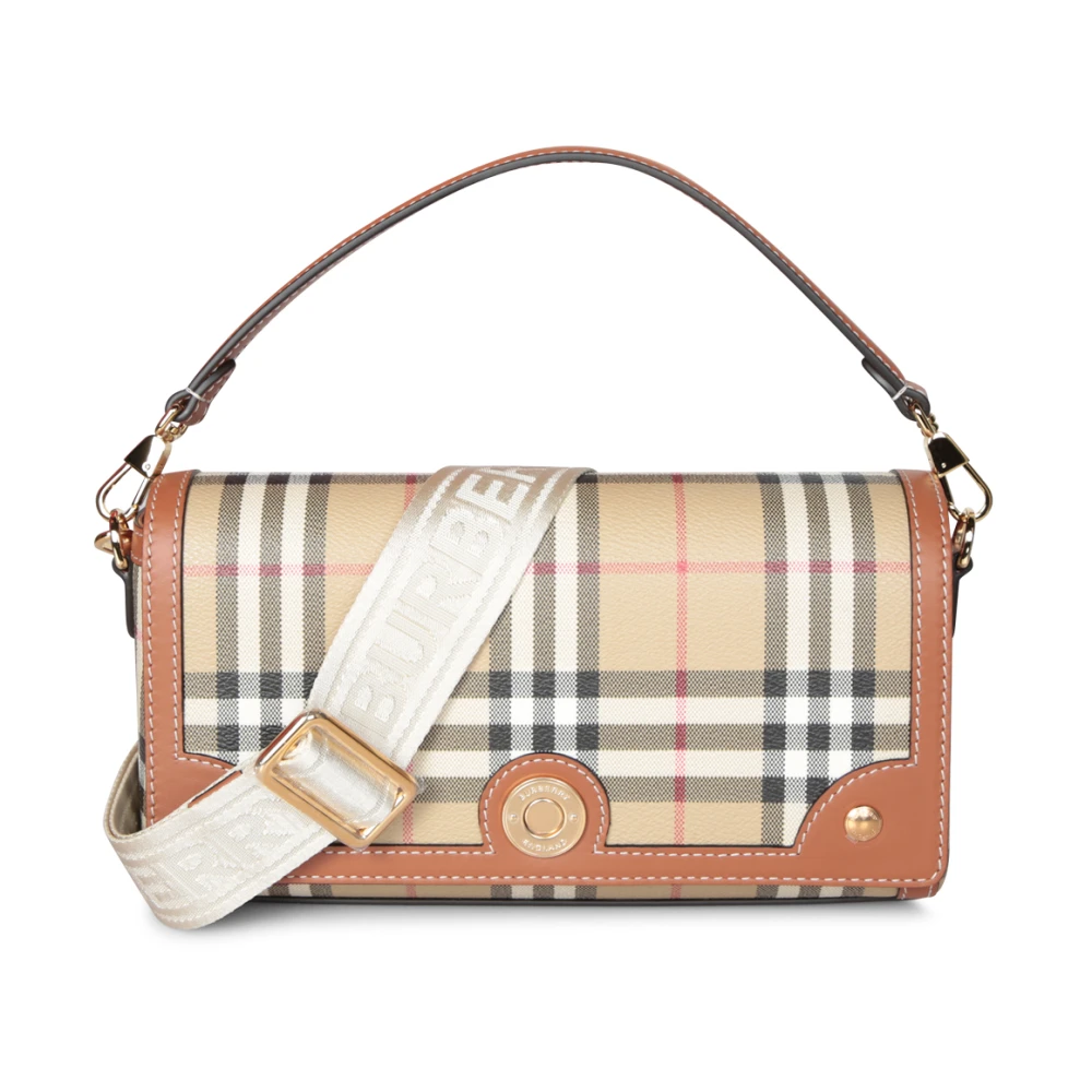 Burberry Rutig Canvas Beige Axelväska Beige, Dam