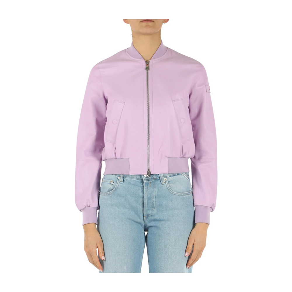 Peuterey Paarse Leren Bomberjack Purple Dames