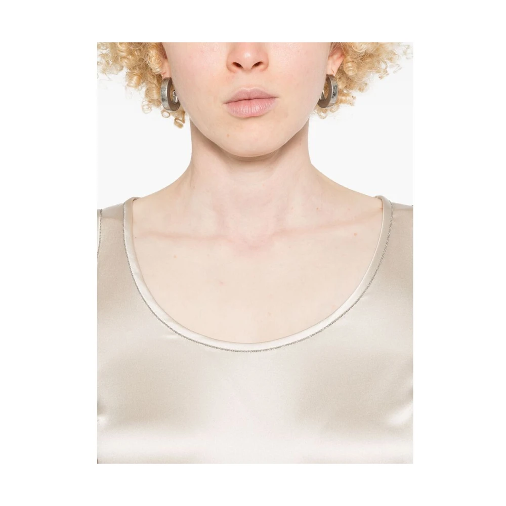 BRUNELLO CUCINELLI Lichtbeige Mouwloze Top White Dames