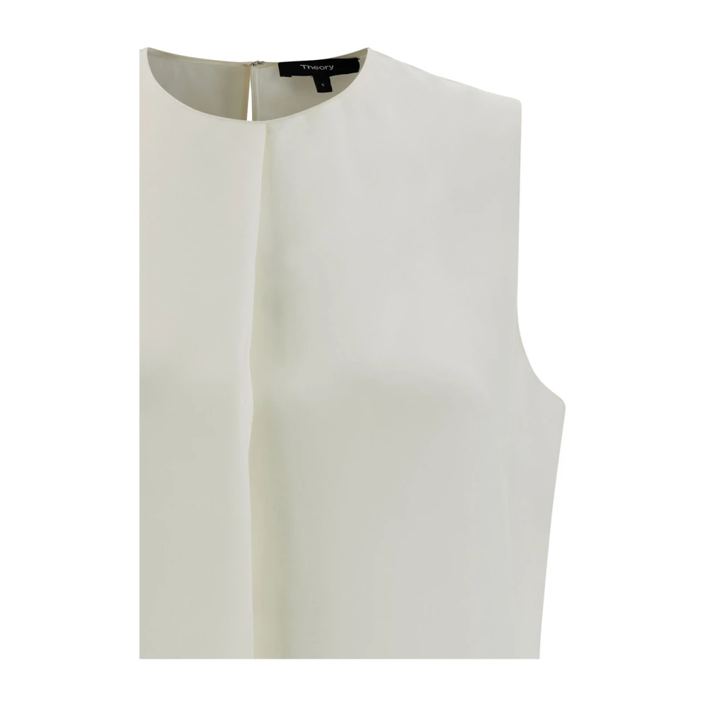 Theory Flap Straight Mouwloze Zijden Top White Dames