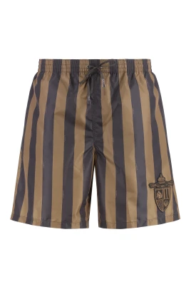 Randiga badshorts med elastisk midja