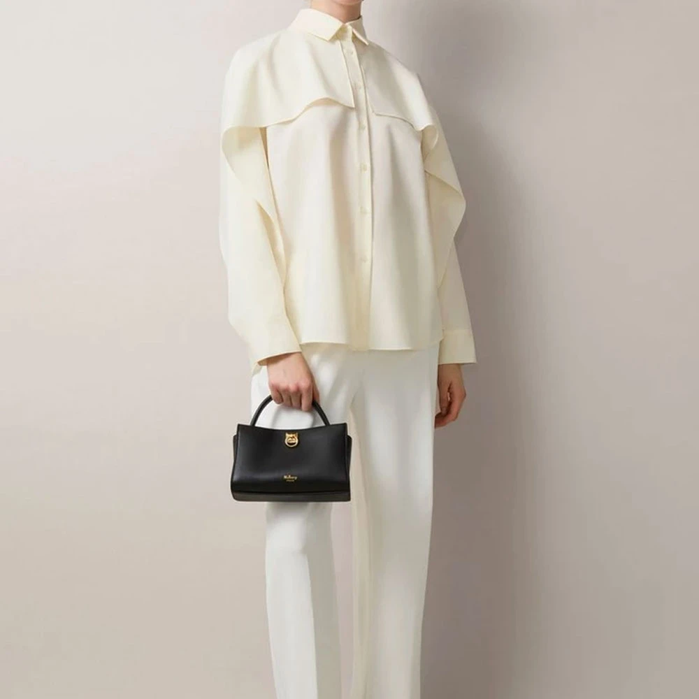 Mulberry Mini Iris Zwarte Lederen Tas Black Dames