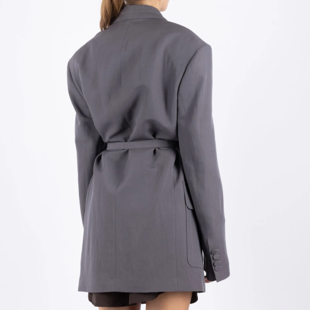 Dries Van Noten Talpa Wollen Jas Gray Dames