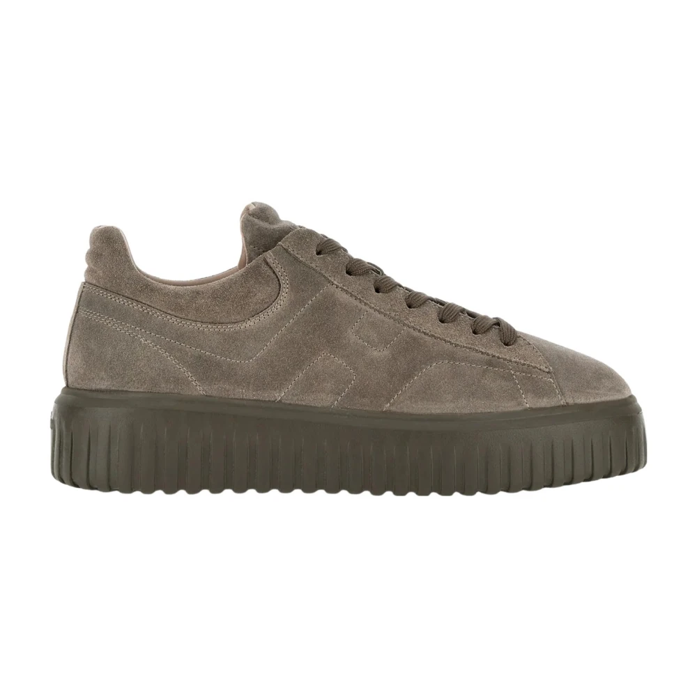 Hogan Grijze Suède Gestreepte Sneakers Gray Dames