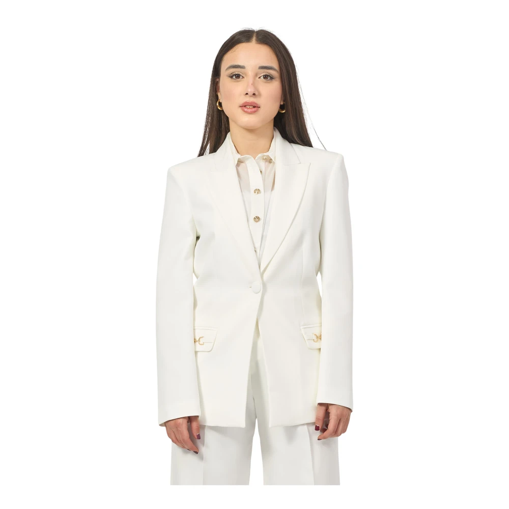 Gaëlle Paris Witte jas met gouden accessoires White Dames