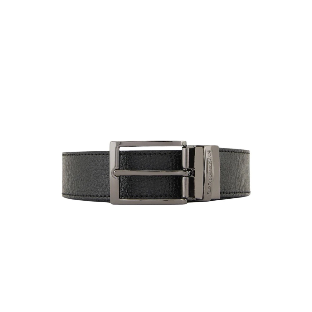Emporio Armani Leren Herenriem Black Heren