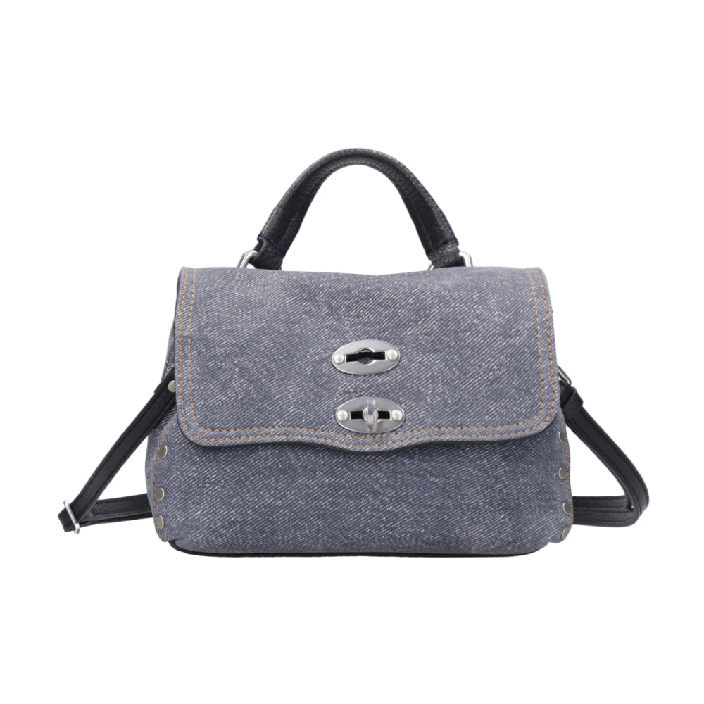 Zanellato Denim Studded Flap Tas met Unieke Code Blue Dames