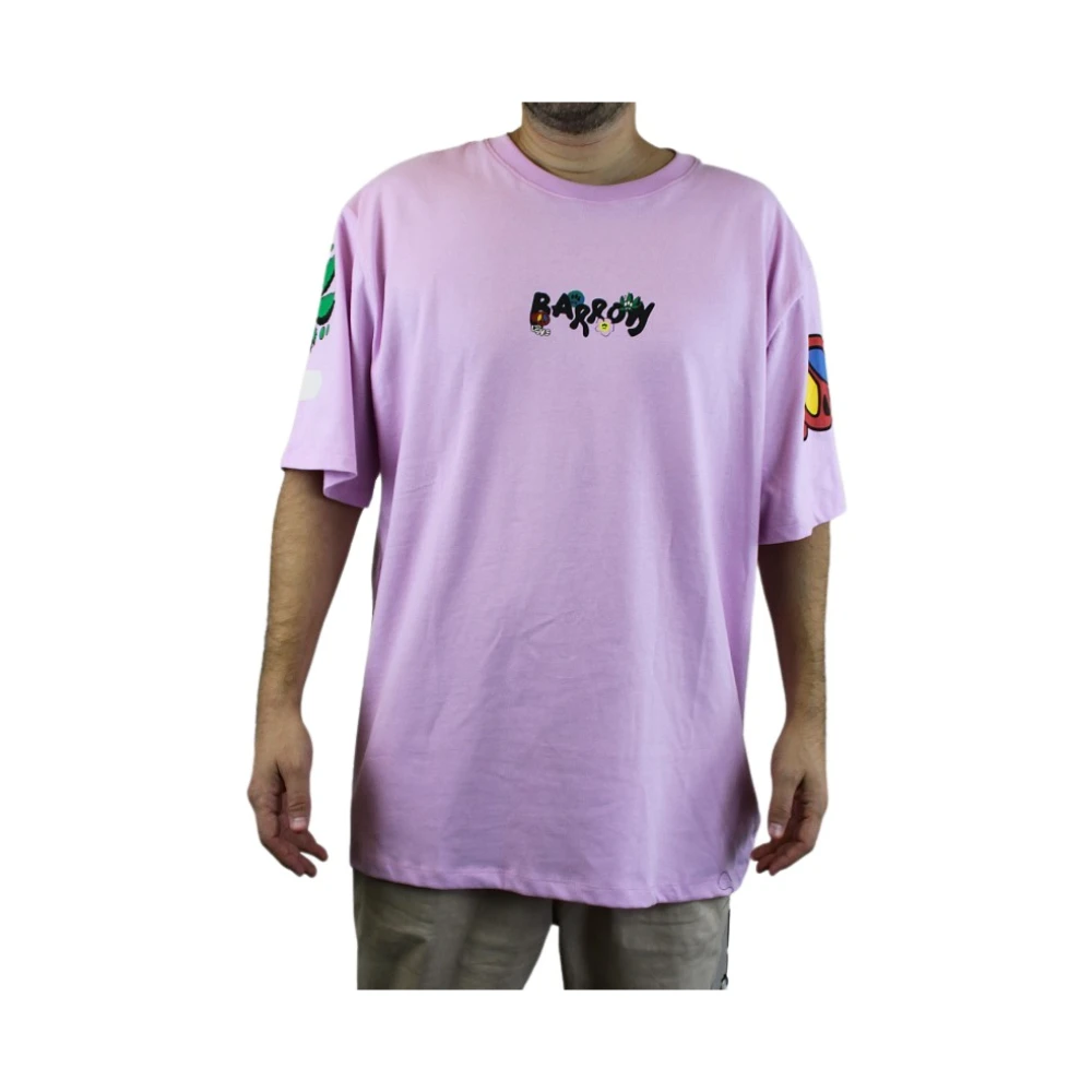 Barrow Roze T-shirt met korte mouwen en borstdetails Purple Heren