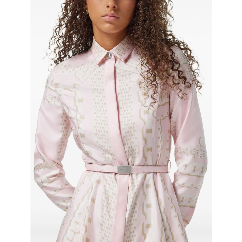 Versace Roze Zijden Elegante Jurk Pink Dames