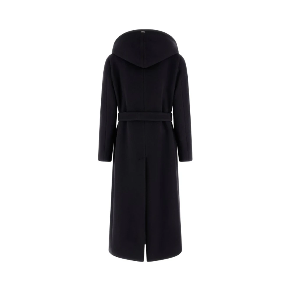 Herno Zachte Faux Fur Jas met Ceintuur Black Dames