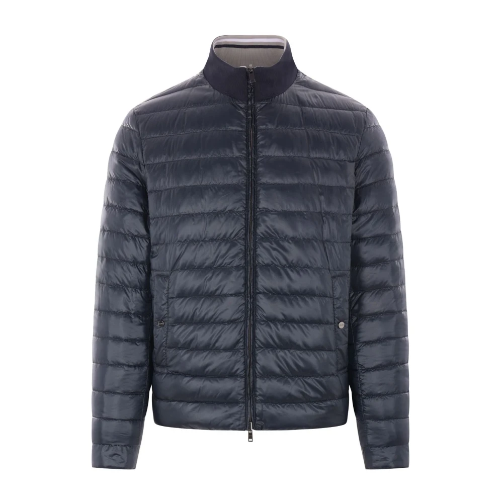 Herno Omkeerbare Lichtgewicht Nylon Jas Blue Heren
