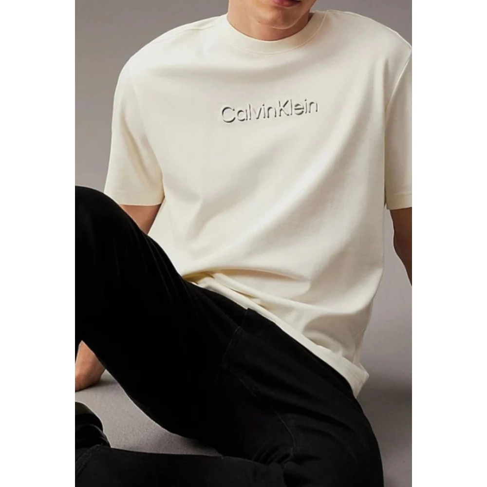 Calvin Klein Schaduw reliëf logo tee Beige Heren