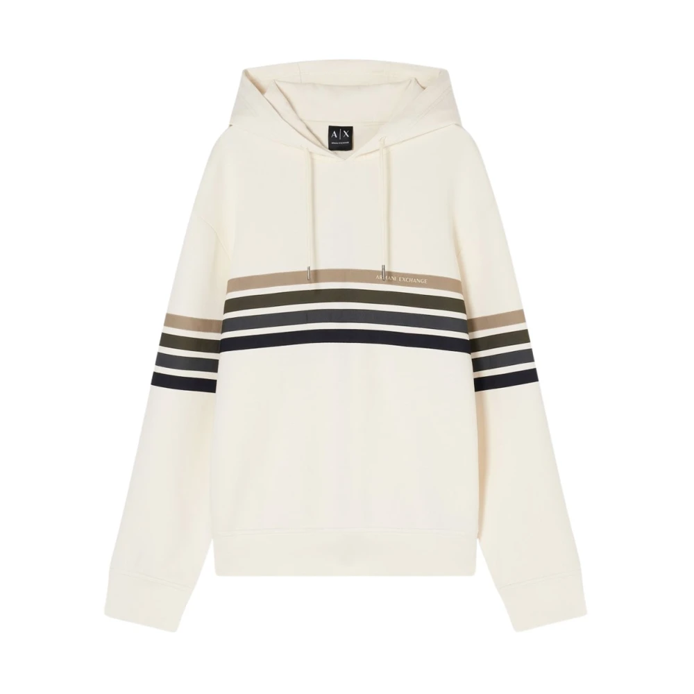 Armani Exchange Hoodie With Chest Stripes - Male - Hoodies - Beige - L - Sweatshirts & Hoodies