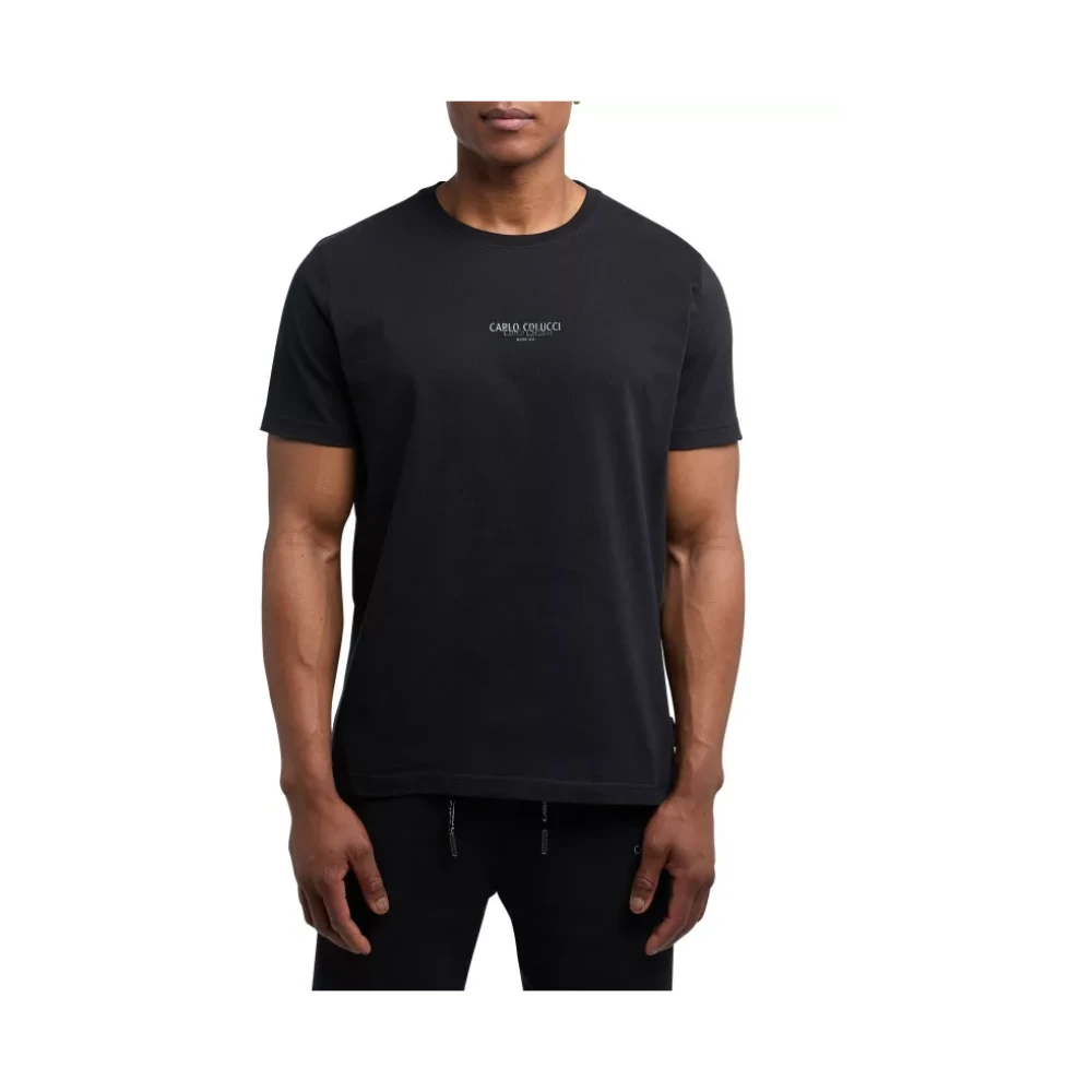 Carlo colucci Heren Zwart Basic T-Shirt Stijl C2776 Black Heren