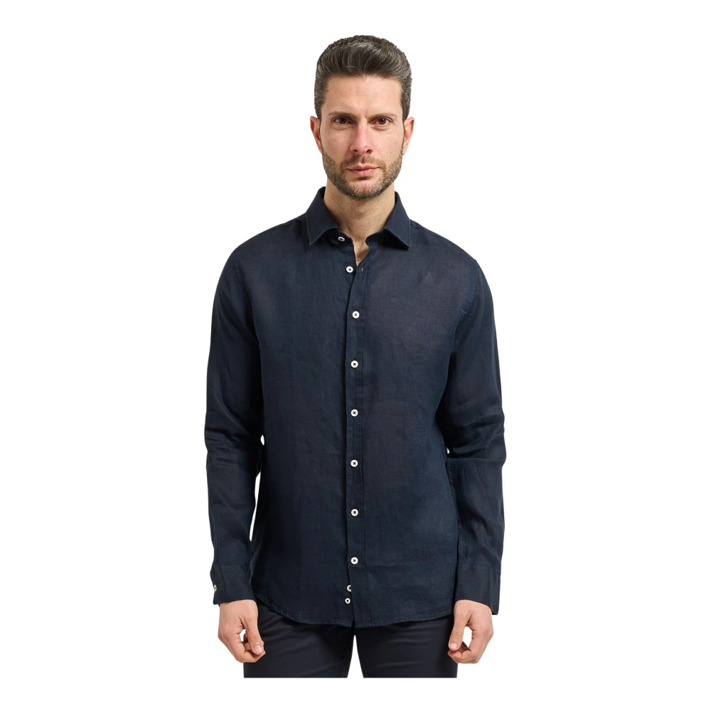 Bugatti Mannelijk Blauw Overhemden Heren, Xl, Linnen, Linnen Overhemd