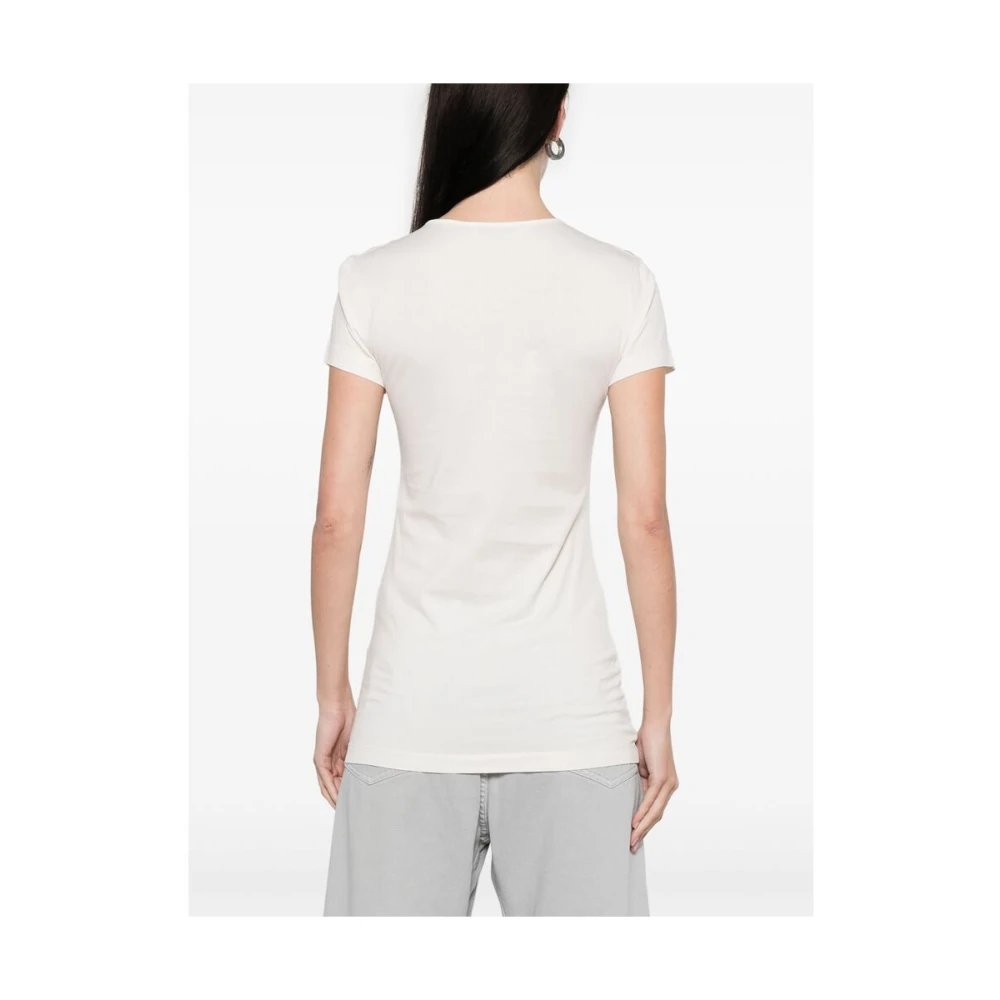 Lemaire Beige Crew Neck Short Sleeve T-shirt White Dames