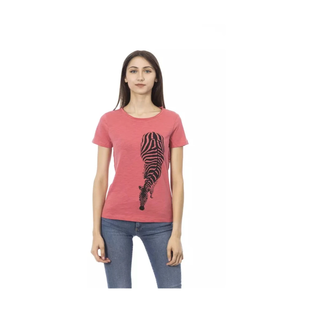 Trussardi Women's Pink T-Shirts, S, Elegant Round Neck T-Shirt