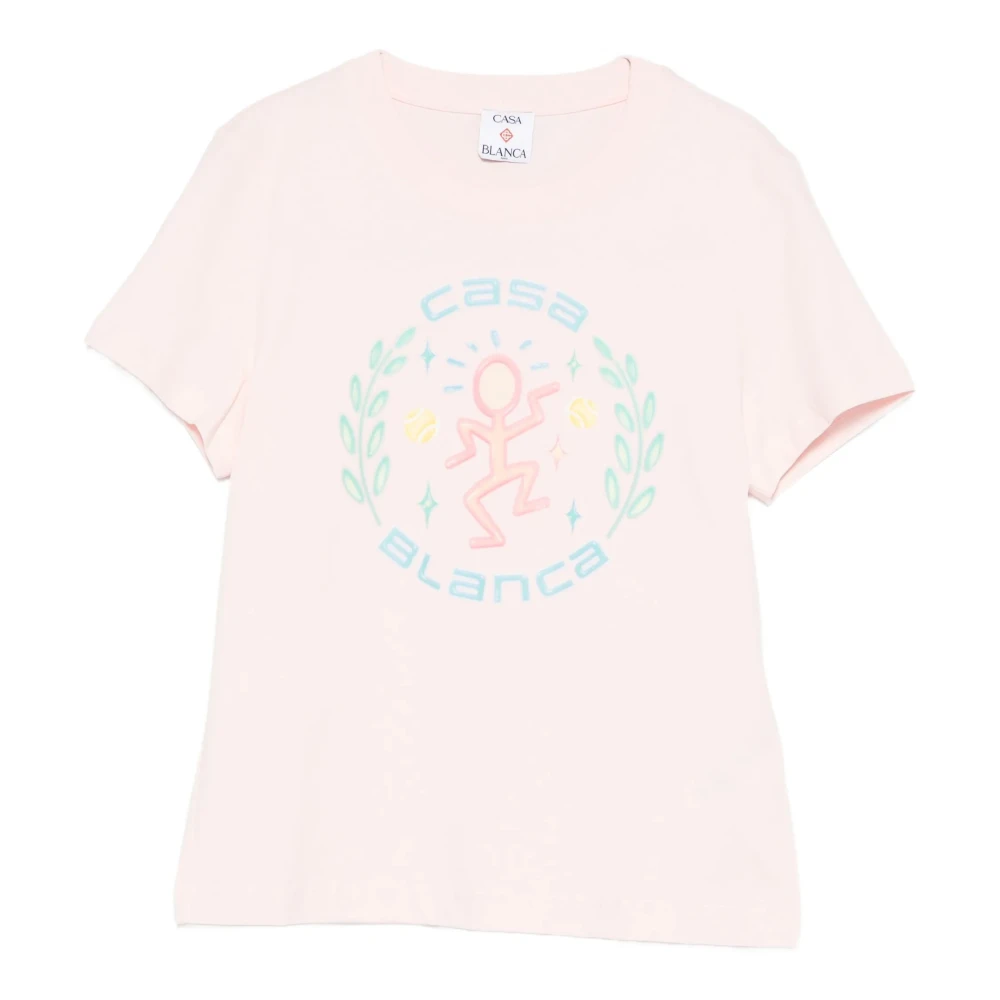 Casablanca Women's Pink T-Shirts, M, Graphic Cotton T-Shirt