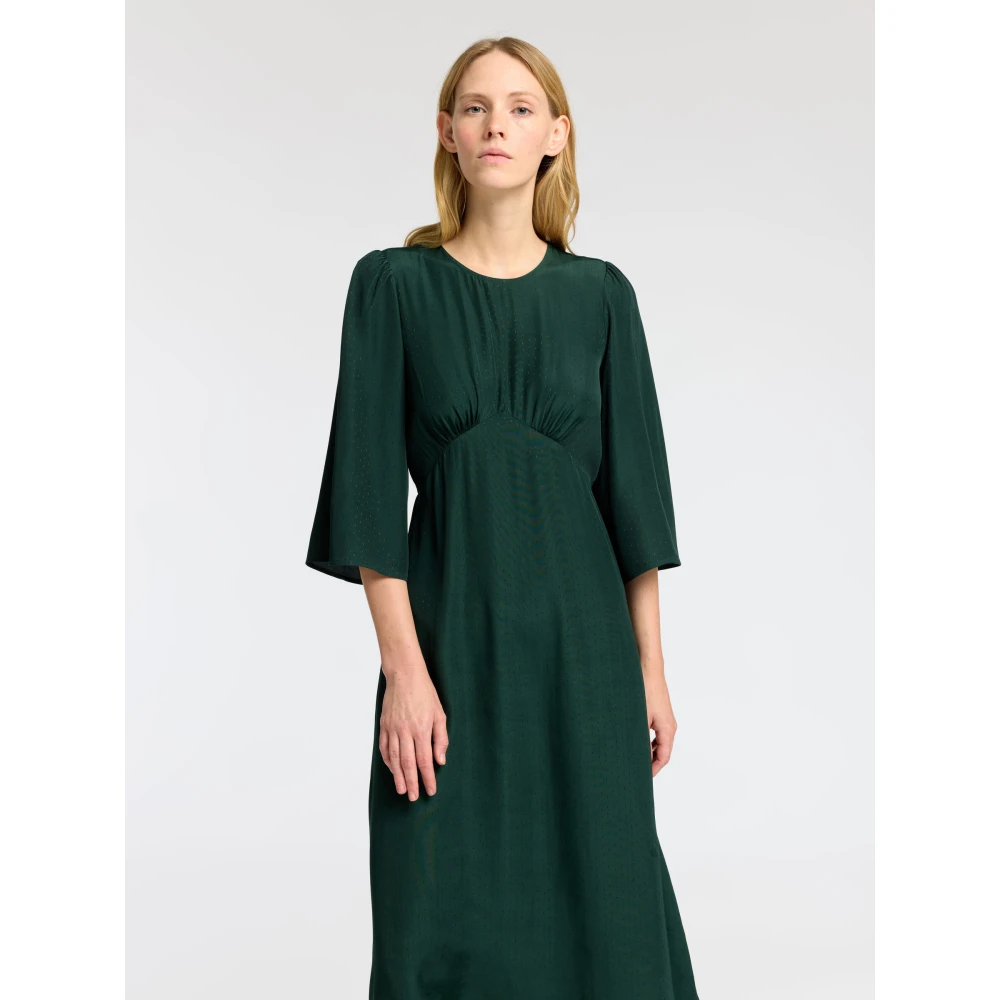 Selected Femme Elegante Groene Midi Jurk met 3 4 Mouwen Green Dames