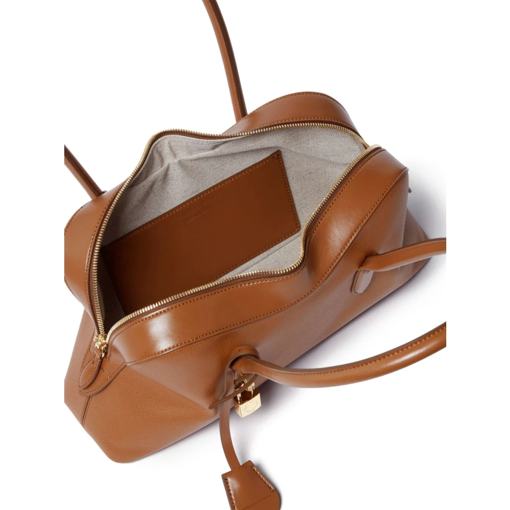 Stella Mccartney Bruine Leren Tassen met Hangslot Detail Brown Dames