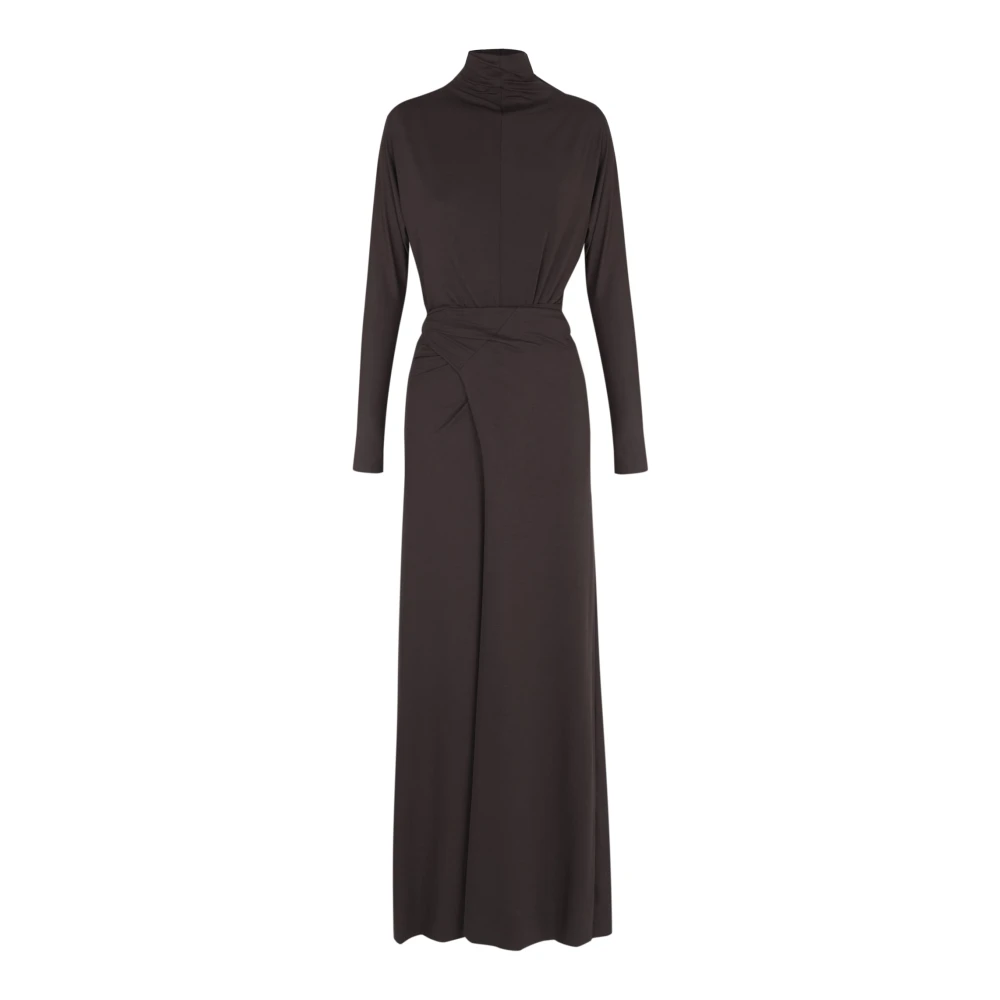 Cortana Lange jurk in grafiet cupro stretch Black Dames
