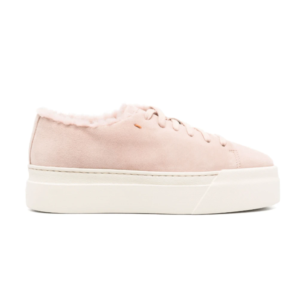 Santoni Shearling Lined Flatform Sneakers Dames Schoenen Roze