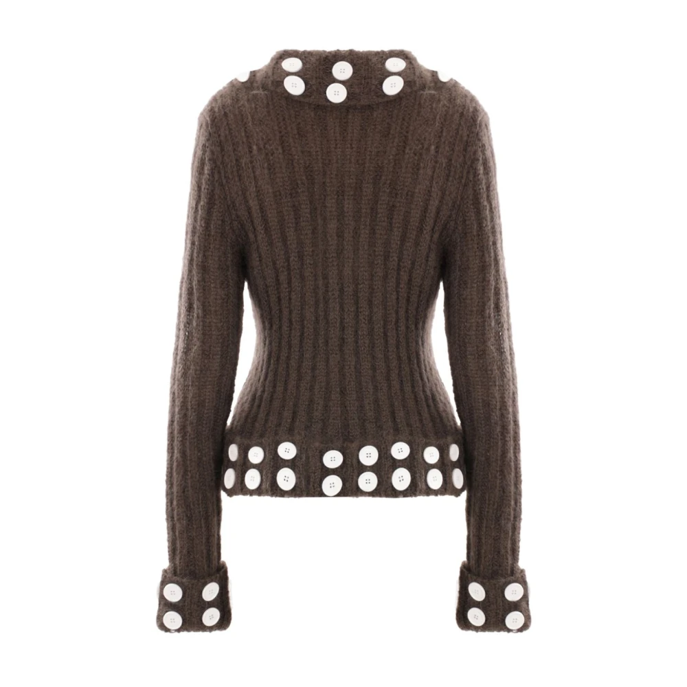 Chopova Lowena Grijze Mohair Ribgebreide Vest Gray Dames