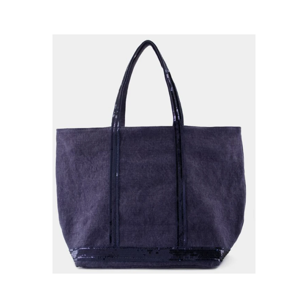 Vanessa Bruno Blauwe Linnen Shopper Tas Dubbel Draagbaar Blue Dames
