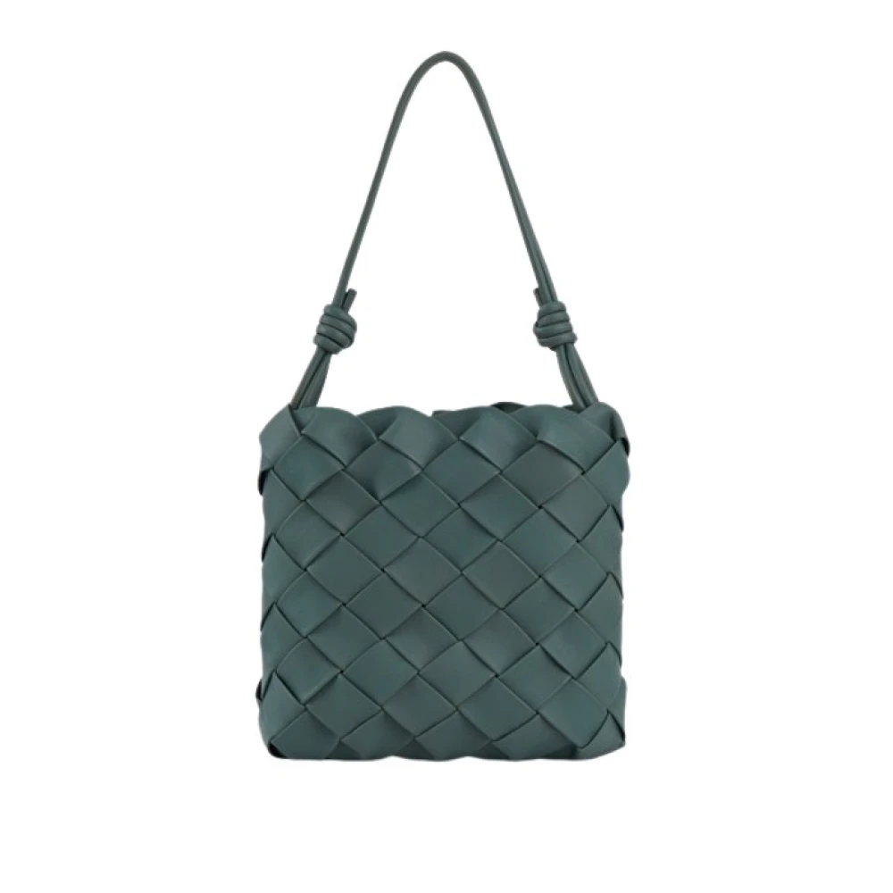 Malababa Handgeweven Leren Shopper Green Dames