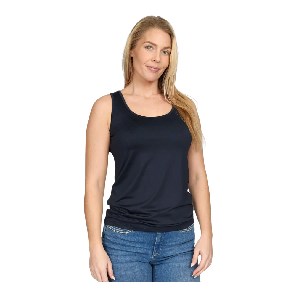 2-Biz Navy Mouwloze Top Blue Dames