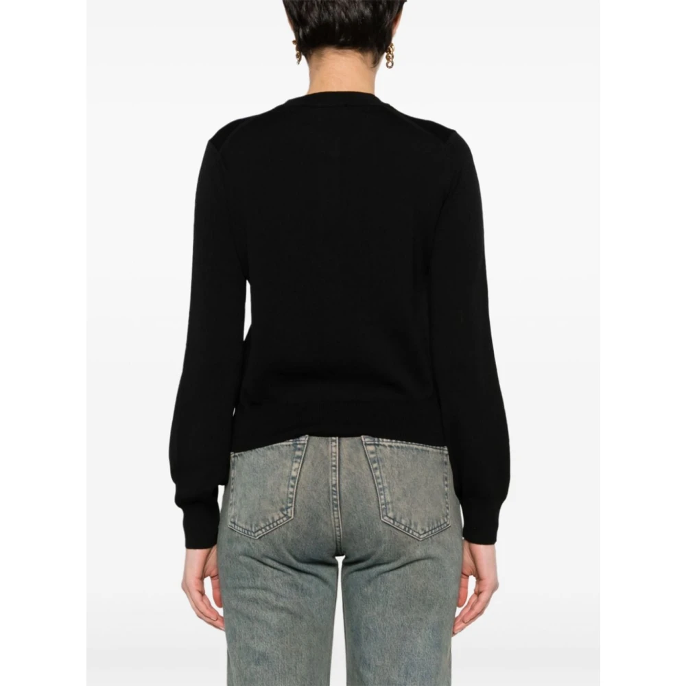 Maison Kitsuné Zwarte Cardigan met opvallend vossenembleem Black Dames
