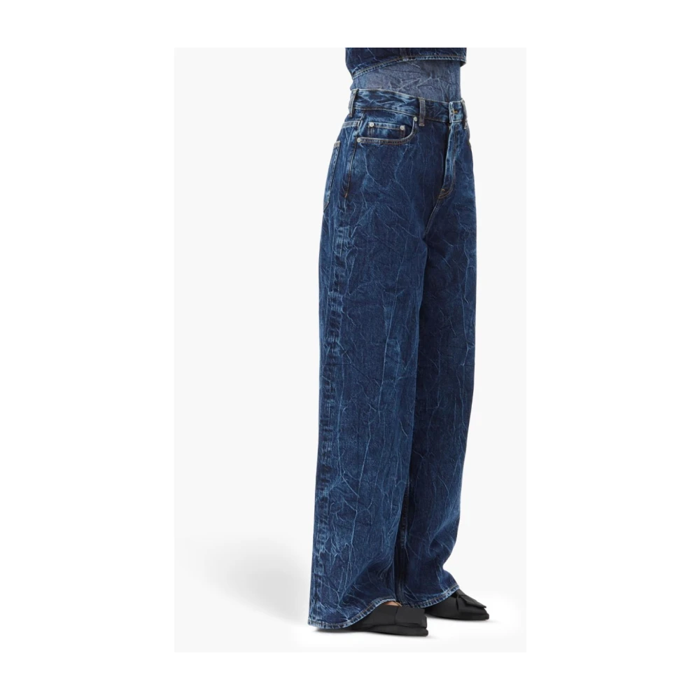 Ganni Blauwe Wide Leg Denim Jeans Blue Dames