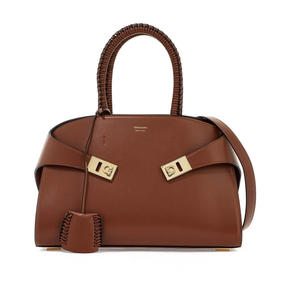 Salvatore Ferragamo Gevlochten Hug Handtas met Gancini Gespen Brown Dames