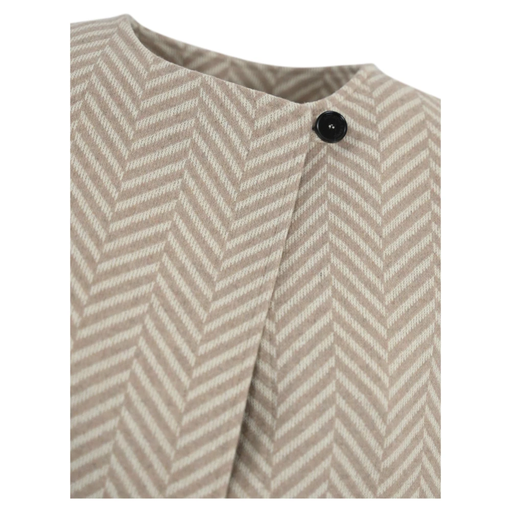 Liviana Conti Kasjmier Mouwloze Herringbone Jas Beige Dames