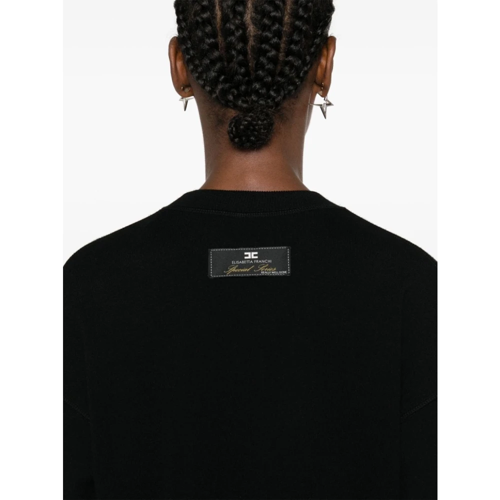 Elisabetta Franchi Geborduurde Cropped Sweatshirt Black Dames