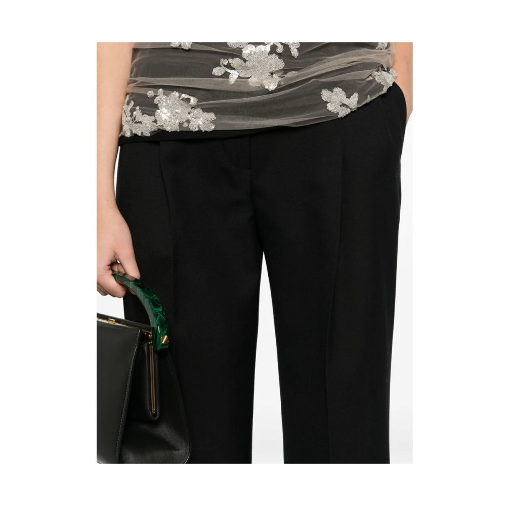 Dries Van Noten Zwarte Wollen Wijde Pijp Broek Black Dames
