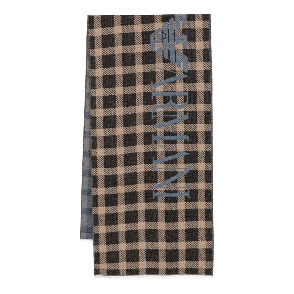Emporio Armani Herren Multicolor Schal Mit Karomuster Und Logo
