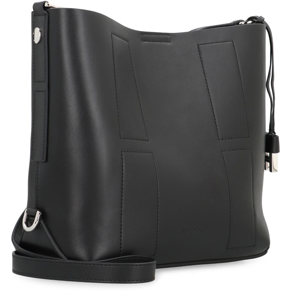 Hogan Stijlvolle leren hobo tas Black Dames