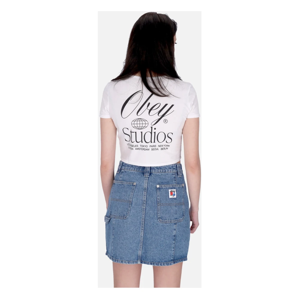 Obey Witte Cropped Chloe Tee Dames T-shirt White Dames