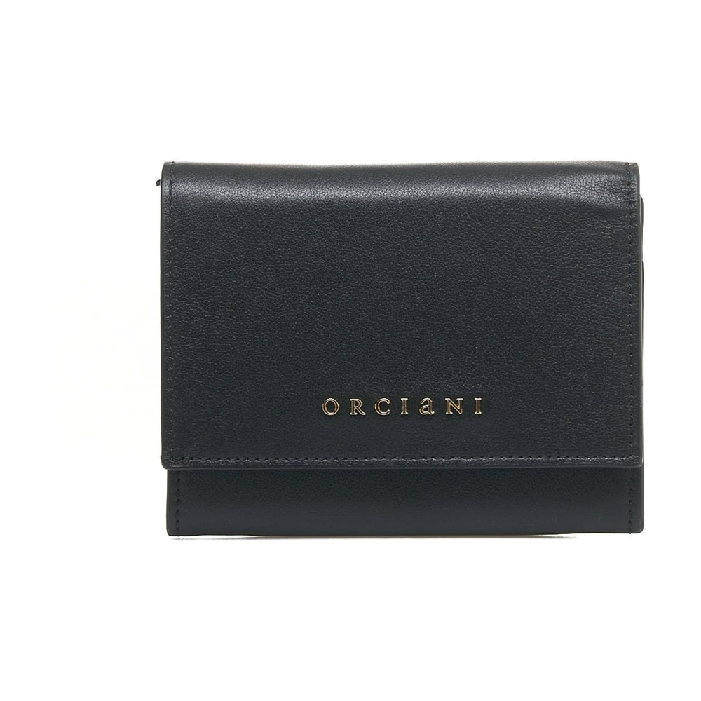 Orciani Zwarte Leren Portemonnee Elegante Stijl Black Dames