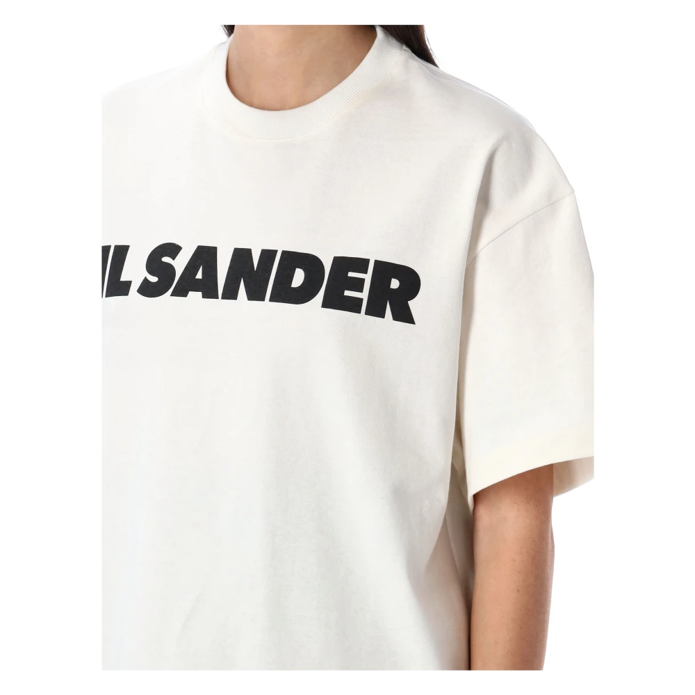 Jil Sander Logo Katoenen T-shirt met Korte Mouwen White Dames