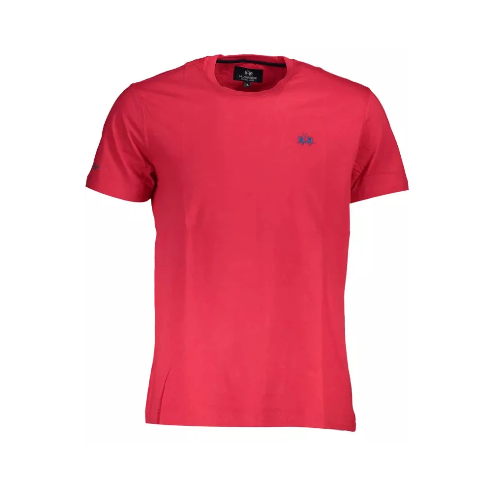 La Martina Men's Red T-Shirts, M, Cotton T-Shirt With Embroidery And Print