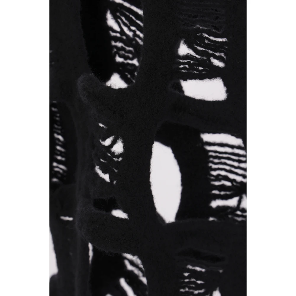Comme des Garçons Zwarte Wol Mesh Trui Black Heren