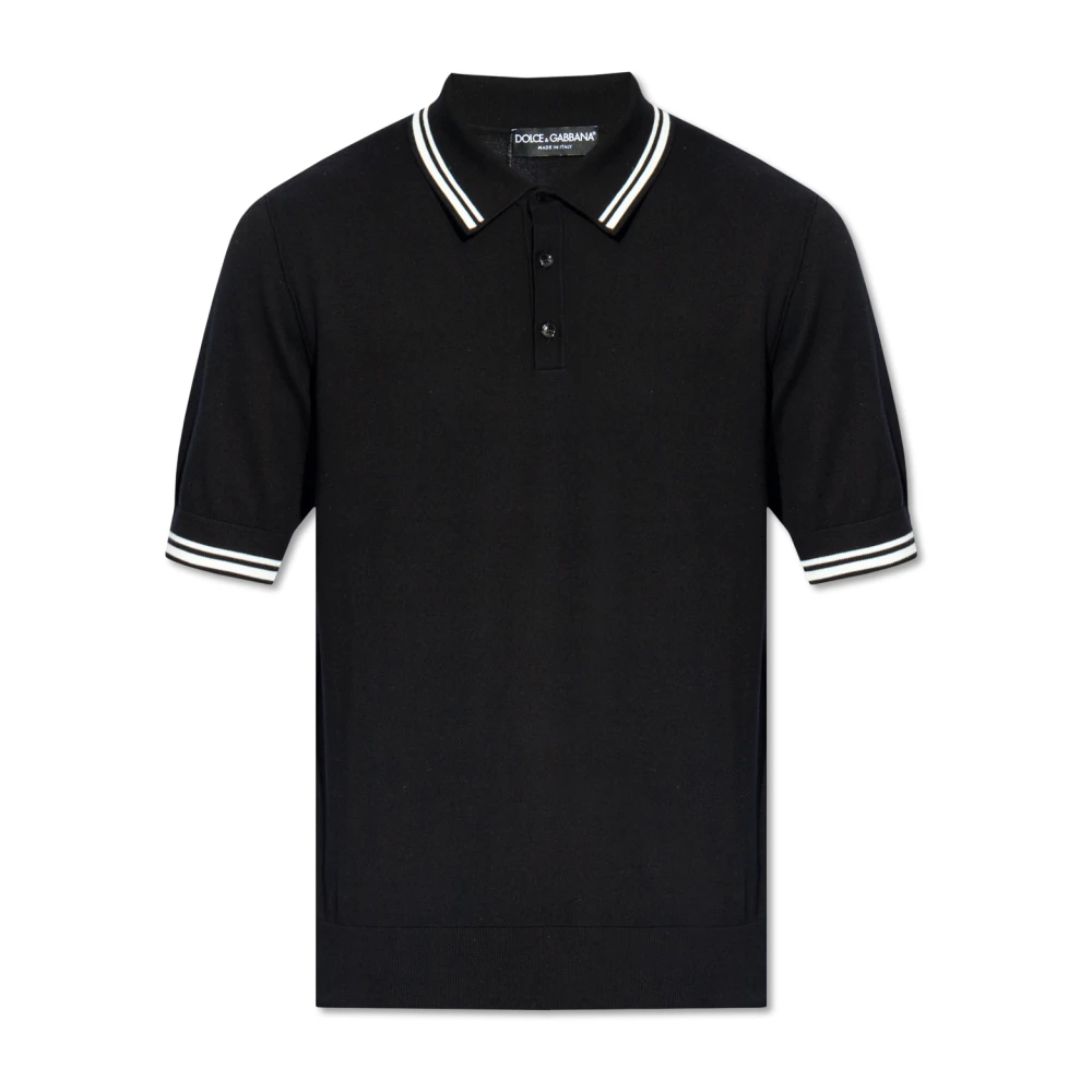 Dolce & Gabbana Men's Black Polo Shirts, Xl, Cotton Polo Shirt