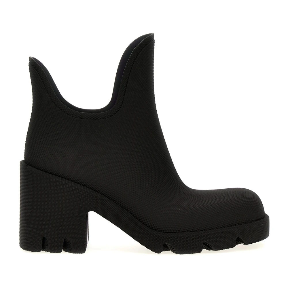 Burberry Women's Black Wellies, 7 Uk, Asymmetric Ankle Boot With Chunky Heel