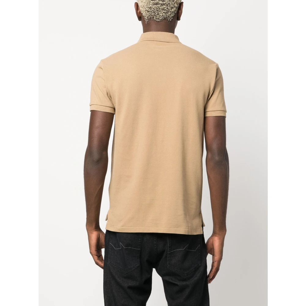 Polo Ralph Lauren Aangepaste Slim Fit Katoen Mesh Polo Beige Heren