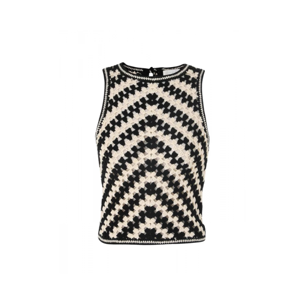 Zimmermann Handgehaakte Chevron Tanktop Black Dames